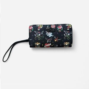 Vintage Ed Hardy Black Tattoo Print Clutch Wallet